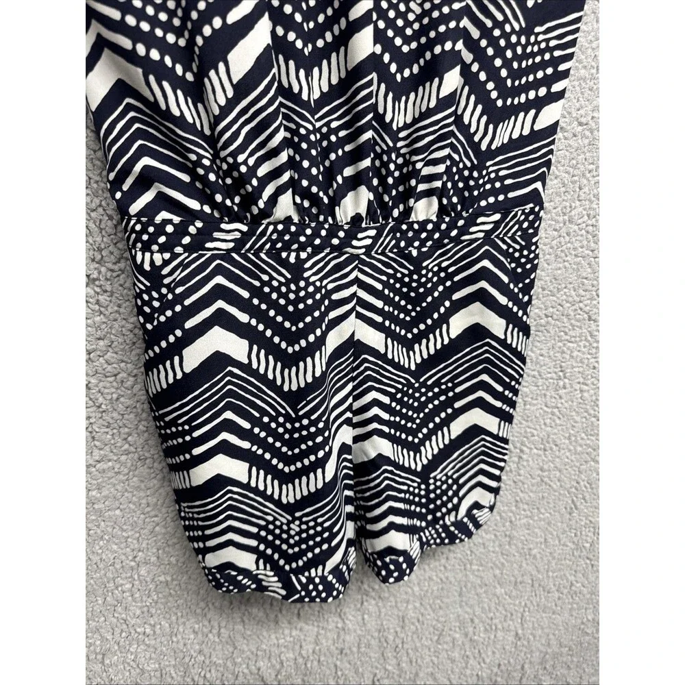 J Crew Navy & White Silky Chevron Romper Elastic Waist Womens Sz 0